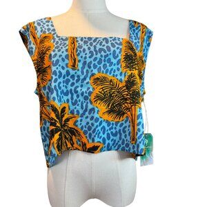 True Destinations Palm Print Cropped Top Size M – NWT Resortwear
